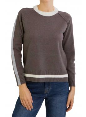 Maglione girocollo con dettagli in diversi colori 
